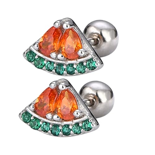 ORFOFE Silberne Ohrstecker Damen Sterling Silber Wassermelonen Design Modische Ohrstecker mit Fruchtmotiv Elegant und Bequem für Alltag und Festliche Anlässe von ORFOFE