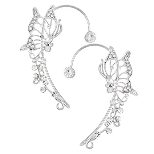 ORFOFE Silberne Schmetterling Ohrclips Damen Strass Ohrschmuck Leicht Tragebar Nicht Durchbohrt Ohrringe Geschenkidee Für Alltag Party Hochzeit von ORFOFE