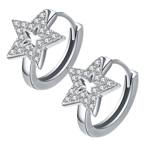 ORFOFE Silberne Stern Creolen Ohrringe Damen Hohles Design Hypoallergen Leicht Elegant Schmuck für Frauen Teenager Mädchen von ORFOFE