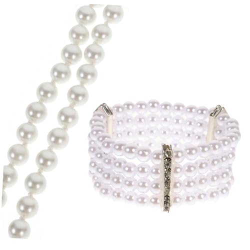 ORFOFE Simulierte Perlenkette und Armband Set Mehrschichtiger Perlenschmuck für Damen Party und Club Accessoires Halskette und Passendes Armband Modischer Modeschmuck für Frauen von ORFOFE