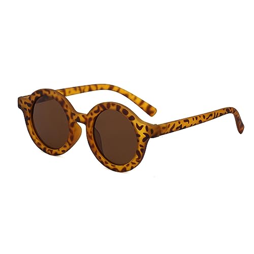 ORFOFE Sonnenbrille Retro Runde Kleine Brille mit Leopardenmuster Uv Schutz Outdoor Sonnenbrille für Mädchen Jungen Robustes Pc Resin Material Modisches Design von ORFOFE