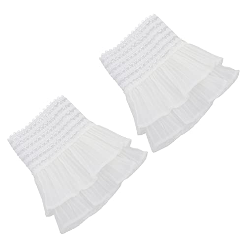 ORFOFE Spitzenmanschetten Abnehmbare Falsche Ärmel Damen Spitzen Handgelenksmanschetten Atmungsaktiv Elegant für Hochzeitskleid und Festkleider Netzspitze Weiß von ORFOFE