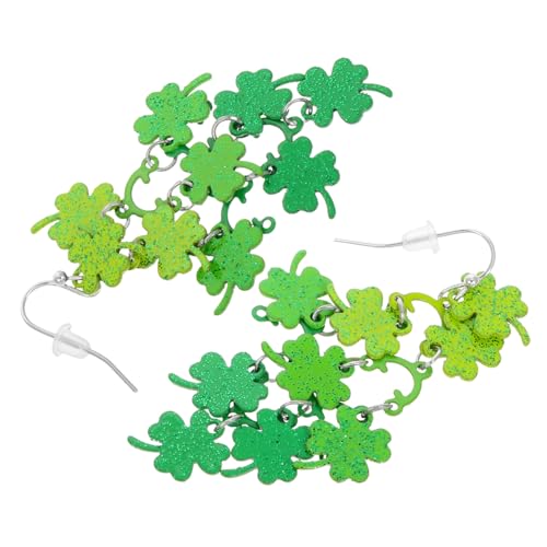 ORFOFE St Patrick's Day Ohrringe Damen Grün Kleeblatt Dangle Schmuck Irish Festival Accessoires Vierblättriges Kleeblatt Design Robuste Materialien Komfortabler Sitz Stilvoll und Lustig von ORFOFE