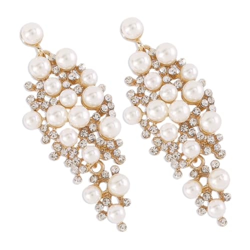 ORFOFE Statement Perlenohrringe Damen Modische Weiße Perlen Ohrstecker mit Geometrischem Design Elegante Hängende Ohrringe für Hochzeit Party und Alltag von ORFOFE