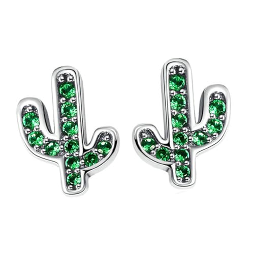 ORFOFE Sterling Silber Cactus Ohrstecker Damen Ohrringe Sommer Pflanze Design Grün Party Geschenk Schmuck Accessoire von ORFOFE