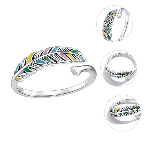 ORFOFE Sterling Silber Verstellbarer Offener Ring Damen Schmuck Bunte Emaille Eleganter Fingerring für Party Hochzeit von ORFOFE