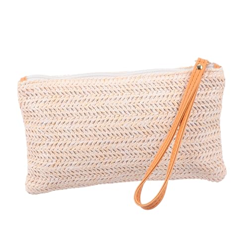 ORFOFE Strandtasche Damen Groß Reißverschluss Clutch Handtasche aus Weichem Material Stilvolle Sommer Handgelenktasche für Handy und Kleine Accessoires Elegante Outdoor Tasche für Alltag von ORFOFE