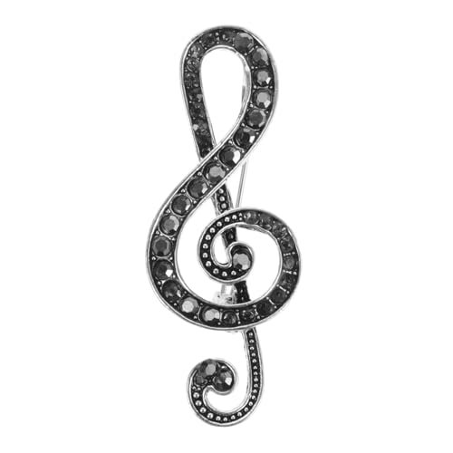 ORFOFE Strass Notenbrosche Damen und Herren Anstecknadel Musiknote Schmuck Modisch Elegant Silber Schwarzes Design Festliche Brosche als für Musikliebhaber und Partyoutfits von ORFOFE