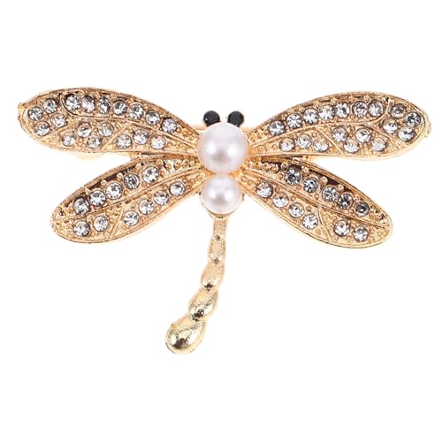 ORFOFE Strassbrosche Libelle mit Perle Damen Anstecknadel für Kleidung und Schal Eleganter Schmuck für Blazer und Hut Vielseitiges Accessoire für Formelle Anlässe von ORFOFE