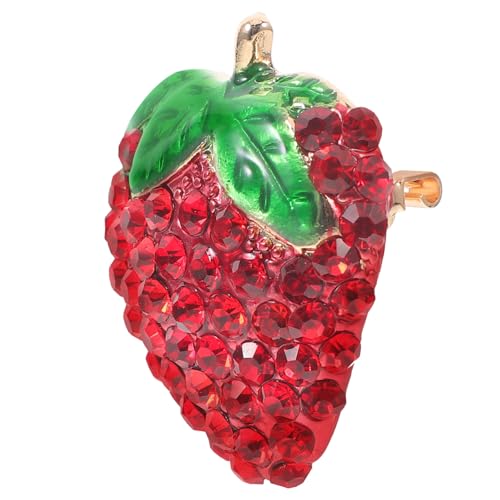 ORFOFE Strawberry Brooch Damen Anstecknadel aus Leichtem mit Funkelnden Strasssteinen Modisches Obst Design für Kleidung Taschen Geschenkidee für Frauen und Mädchen von ORFOFE