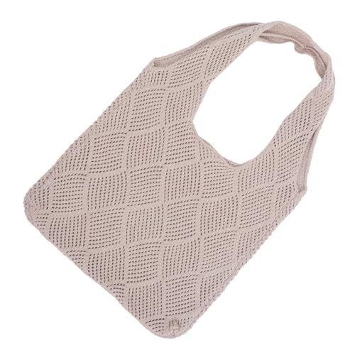 ORFOFE Stricktasche Damen Hohlgewebte Tote Bag Sommer Strandtasche Geflochtene Umhängetasche mit Großem Innenfach und Mehreren Taschen Robuste Tragetasche für Alltag Einkauf Picknick von ORFOFE