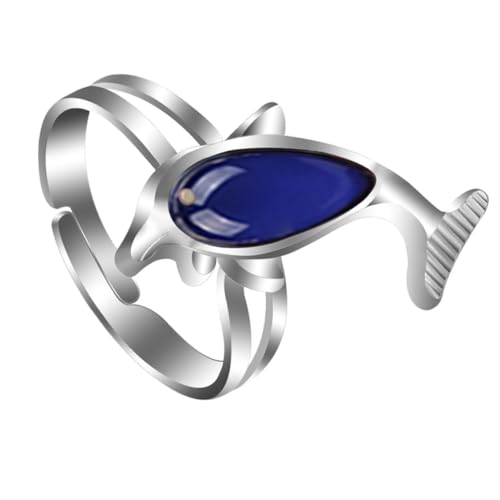 ORFOFE Thermochromer Delfin ring aus Rostfreiem Legierungsmetall Stimmungsvoll Changierend Einzigartiger Damenring Bequem Tragbar Elegantes Schmuckstück für Party Geburtstag Weihnachten von ORFOFE