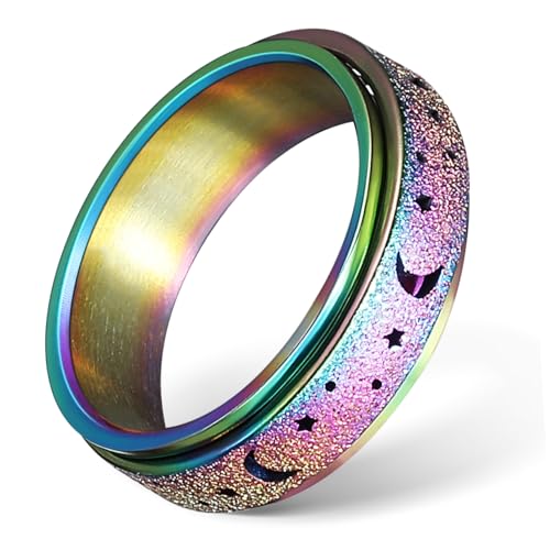 ORFOFE Titanium Fidget Spinner Ring Damen Robust Drehbar Komfortabel Spinnerring Fingerring Schmuck von ORFOFE