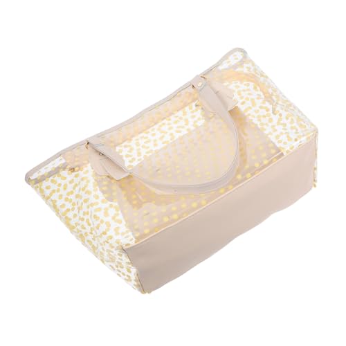 ORFOFE Transparente Damen Schultertasche mit Reißverschluss und Innenkosmetiktasche PU Material Gepunktetes Design Leichte Strand und Alltagstasche in Beige Große Kapazität Kratzfest und von ORFOFE
