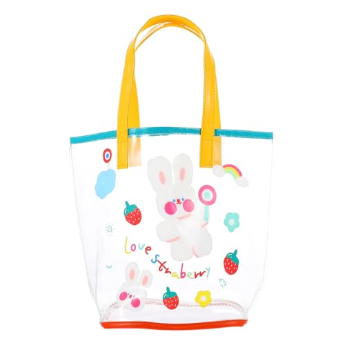 ORFOFE Transparente PVC Strandtasche mit Kleinem Bärenmotiv Leichte Klare Reisetasche für Mädchen Vielseitige Einkaufstasche und Handtasche für Strand Schwimmen Camping und Alltag von ORFOFE
