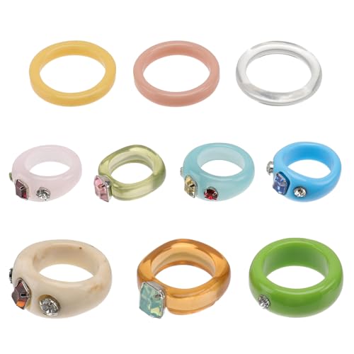 ORFOFE Unisex Resin Fingerring Geometrisch Farbige Acryl Knöchel Schmuck Leicht Tragbar Modisch Dekorativ Für Alltag Party Banquet von ORFOFE