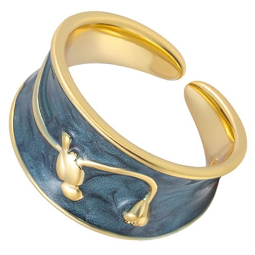 ORFOFE Verstellbarer Damen Emaille Ring mit Blauem Vogel design Filigraner Metall Fingerring Leichtes Schmuckstück für Alltag und Geschenk Langlebig Hautfreundlich Modisch von ORFOFE