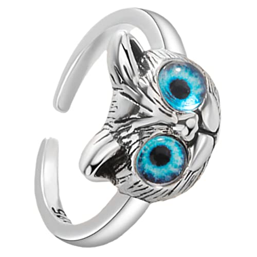 ORFOFE Verstellbarer Damenring Katzenmotiv Blaue Augen Offener Fingerring Modeschmuck für Frauen Mädchen Freundin Mutter von ORFOFE