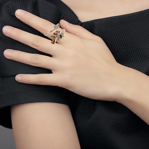 ORFOFE Verstellbarer Damenring mit Feiner Geometrischer Blumenoptik Mikropavierte Zirkonia Leichter Schmuck für Alltag und Besondere Anlässe von ORFOFE