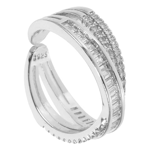 ORFOFE Verstellbarer Geometrischer Damenring mit Zirkonia Offener Ring in Weißgold Modischer Statement fingerring für Teenager und Frauen Langlebiger Schmuck mit Funkelndem Design von ORFOFE