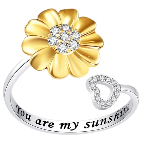 ORFOFE Verstellbarer Offener Damenring mit Blumenmotiv Eleganter Fingerring für Alltag Party Hochzeit Charmanter Schmuck in Gold und Silber Einzigartiges Design für Frauen von ORFOFE