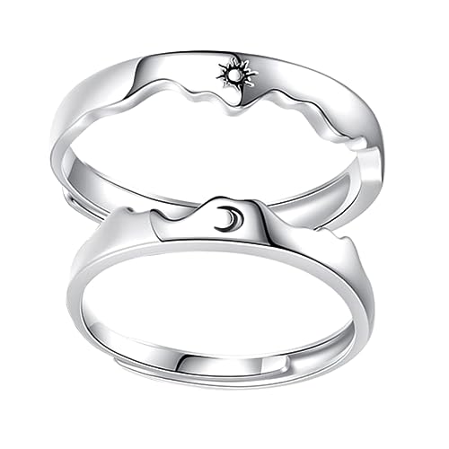 ORFOFE Verstellbarer Offener Partner Ring Sonne Mond Einstellbare Couple Schmuck für Unisex Ringe mit Offenem Band für Alltag und Feierlichkeiten von ORFOFE