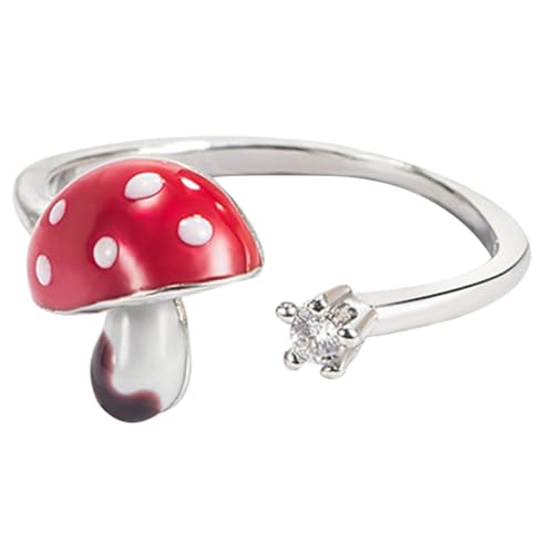 ORFOFE Verstellbarer Offener Pilzring Damen Schmuck Aesthetic Ring für Teen Mädchen Leichtes Elegantes Design Kratzfest Modisches von ORFOFE