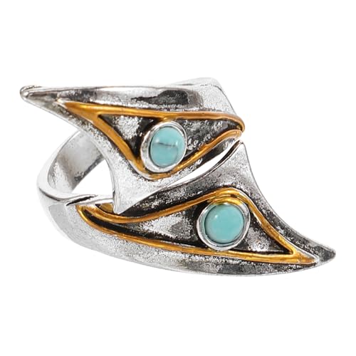 ORFOFE Verstellbarer Offener Statement Ring mit Blauem Türkis Damenring Eleganter Fingerring für Party Schmuck von ORFOFE