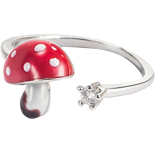 ORFOFE Verstellbarer Pilzring Damen Ring aus Legierung Süßer Modischer Finger Schmuck für Teen Mädchen Ästhetischer Offener Ring zu Weihnachten und Alltag ORFOFE Verstellbarer Pilzring Damen Ring aus Legierung Süßer Modischer Finger Schmuck für Teen Mädchen Ästhetischer Offener Ring zu Weihnachten und Alltag von ORFOFE