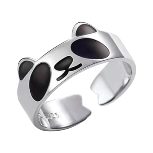ORFOFE Verstellbarer Schwarzer Offener Panda ring aus Robustem Material für Damen Kreativer Eleganter Schmuck für Alltag und Festliche Anlässe von ORFOFE