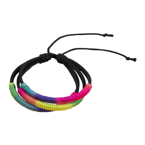 ORFOFE Verstellbares Mehrlagiges Ethno armband mit Regenbogen design Handgefertigtes Freundschaftsarmband für Damen und Teenager Leichtes Hautfreundliches Schmuckstück für Alltag und von ORFOFE