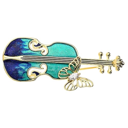 ORFOFE Vintage Blaue Violine Brosche aus Metall Robuste Anstecknadel für Kleidung Hut und Schal Modisches Accessoire für Musikliebhaberinnen Elegantes Reverspin Zubehör von ORFOFE