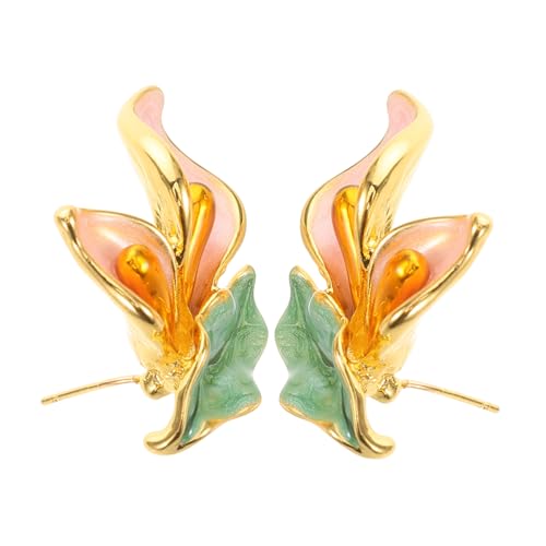 ORFOFE Vintage Blüten Ohrclips Damen Clip Ohrringe Piercing Sicherer Halt Vielseitiger Schmuck für Alltag und Party Retro Stil Goldfarbene Klemmen von ORFOFE