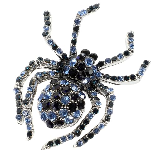 ORFOFE Vintage Spinnenbrosche mit Strass Retro Tier Anstecknadel für Kleidung Schal und Tasche Halloween Schmuck Auffällige Modebrosche in Blau Kreatives Accessoire für Damen und Herren von ORFOFE