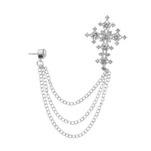 ORFOFE Vintage Strass Kreuz Brosche mit Quaste Metall Anstecknadel im Punk Stil für Pullover Anzüge und Schals Modische Kleidung Reverspin für Damen und Mädchen Sicherer Halt von ORFOFE