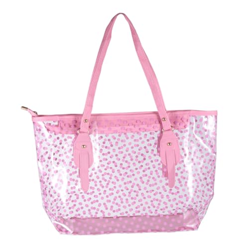 ORFOFE Wasserdichte Strandtasche Damen PVC Handtasche mit Rundpunktmuster Modische Beach Bag für Frauen und Mädchen Langlebig und Formbeständig von ORFOFE