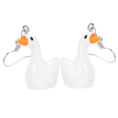 ORFOFE Weiche Resin Gänse Ohrhänger Damen Langlebige Legierte Tierohrringe Modische Weiße Gans Ohrschmuck für Junge Frauen und Teens Einzigartiges Design Verblassungsbeständig von ORFOFE