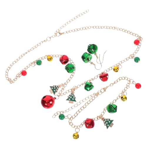 ORFOFE Weihnachtsschmuck Set mit Farbigen Glockenanhängern Armband Halskette Ohrringe Allergikerfreundlich Auffälliges Design für Weihnachts Silvesterparty von ORFOFE