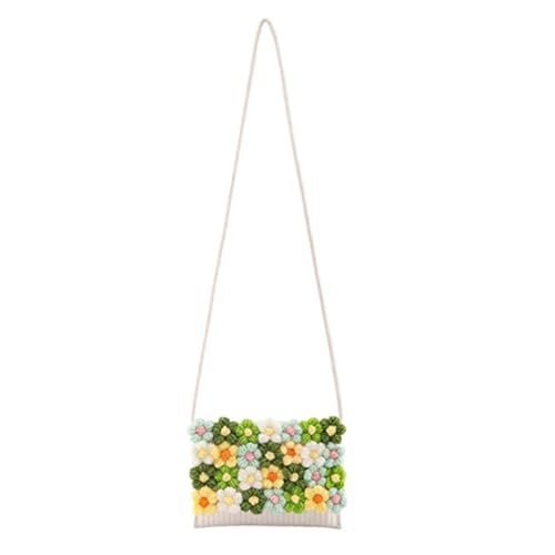 ORFOFE Woven Beach Bag mit Blumenverzierung Damen Crossbody Schultertasche Handgefertigte Sommer Strandtasche Leichte Umhängetasche für Frauen Vielseitig Tragbar Modisch und Praktisch von ORFOFE