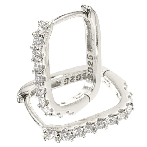 ORFOFE Zircon Creolen Ohrringe für Damen Modische Geometrische Ohrstecker Leicht und Elegant Vielseitig Tragbar für Alltag Party und Besondere Anlässe Schlichtes Design in Weißgold von ORFOFE