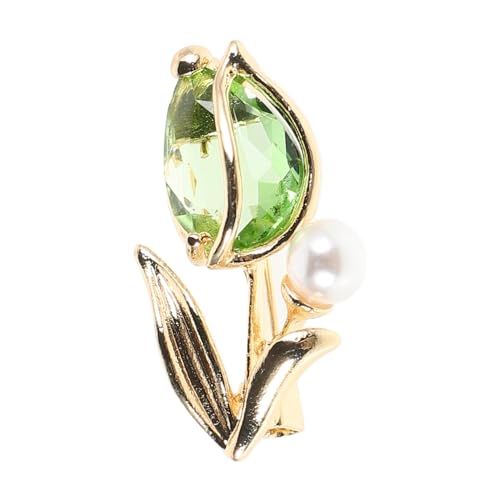 ORFOFE Zircon Tulip Brosche Damen Anstecknadel mit Perle Hochglanz Vergoldet Elegant Schmucknadel für Kleider Schals Hochzeiten Geschenke Accessoire von ORFOFE
