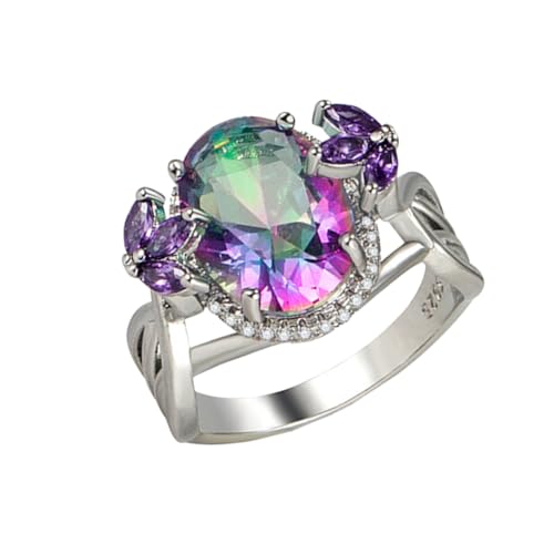 ORFOFE Zirkonia Ring Damen Farbverlauf Weißgold Funkelnder Modeschmuck Eleganter Fingerring Für Party Hochzeit Geschenk Freundin von ORFOFE