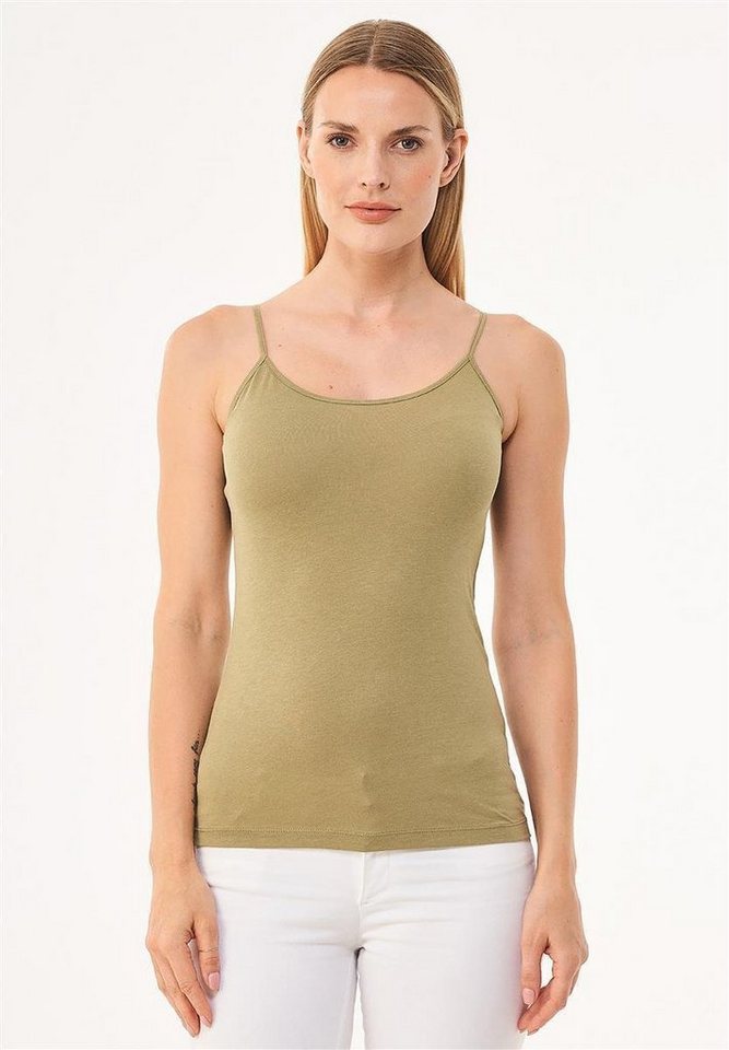 ORGANICATION 2-in-1-Top Women's Spaghetti Strap Top in Olive von ORGANICATION
