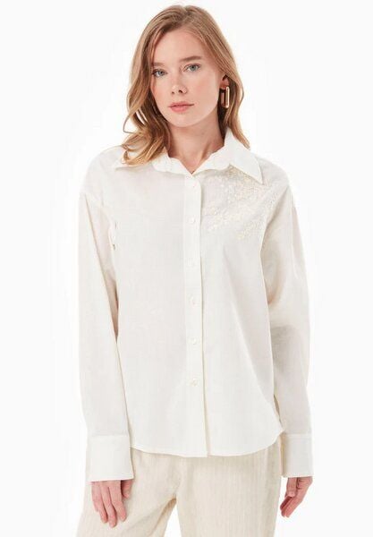 ORGANICATION Bluse aus Bio-Baumwolle und Leinen mit Bestickung von ORGANICATION
