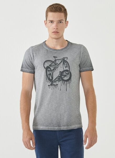 ORGANICATION Cold Pigment Dyed T-Shirt aus Bio-Baumwolle mit Fahrrad-Print von ORGANICATION