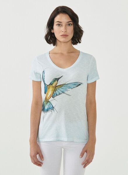 ORGANICATION Cold Pigment Dyed T-shirt aus Bio-Baumwolle mit Vogel-Print von ORGANICATION