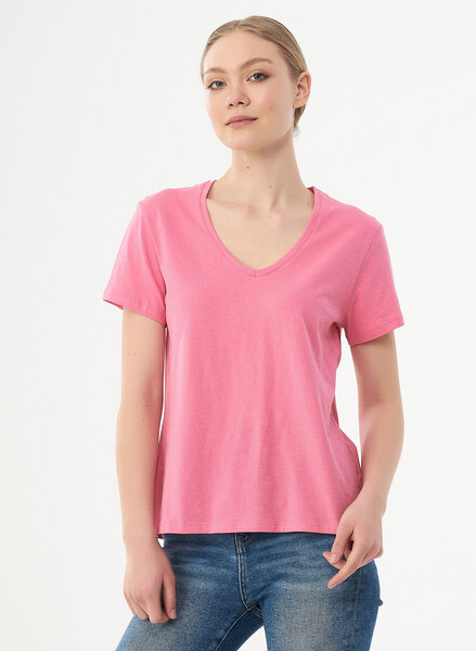 ORGANICATION Damen Basic T-Shirt aus Bio-Baumwolle mit V-Ausschnitt von ORGANICATION