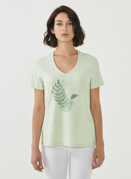 ORGANICATION Damen T-Shirt aus Bio-Baumwolle mit Blatt-Print von ORGANICATION