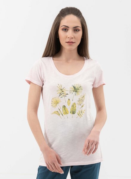 ORGANICATION Garment Dyed T-Shirt aus Bio-Baumwolle mit Blatt-Print von ORGANICATION