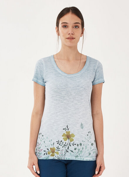 ORGANICATION Garment Dyed T-Shirt aus Bio-Baumwolle mit Blumen-Print von ORGANICATION